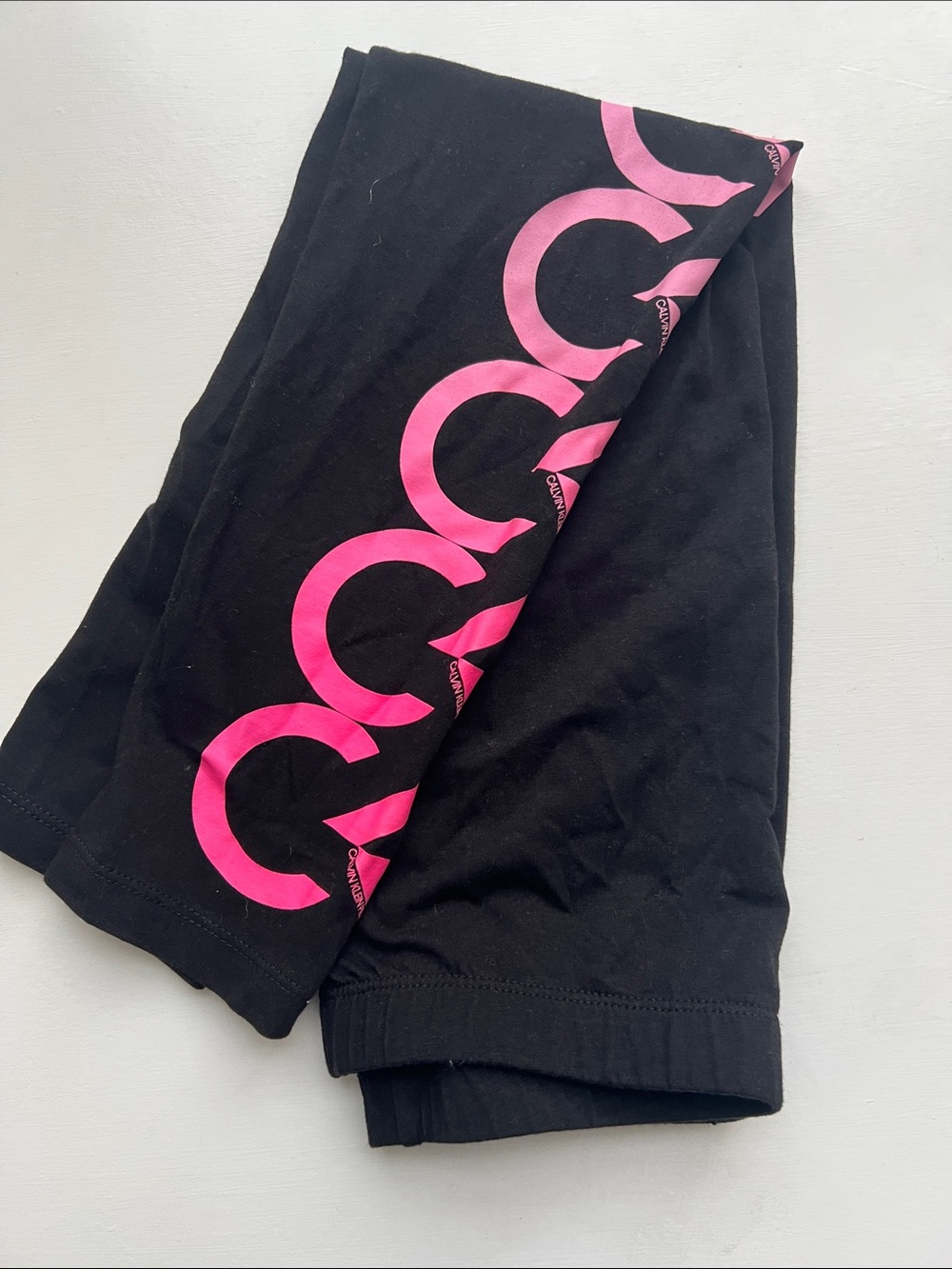 Calvin Klein Black Leggings with Pink Side Logo Detail